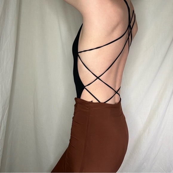 SHEIN Black strappy open back bodysuit size small - Picture 3 of 6